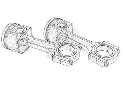 活塞草图  3 的矢量渲染工程汽车发动机工具引擎创造力设计师草稿卡车曲轴图片