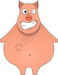 卡通风格的小猪看起来歇斯底里 卡哇伊动物图片