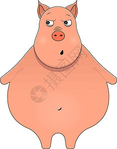 卡通风格的小猪看起来很偏执 卡哇伊动物图片