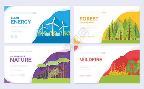 生态日矢量小册子卡片集 站点邀请模板的生态自然模板 布局模式图片