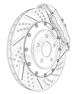 刹车盘轮廓  3 的矢量渲染磁盘车辆维修技术服务蓝图项目车轮墨水机械图片