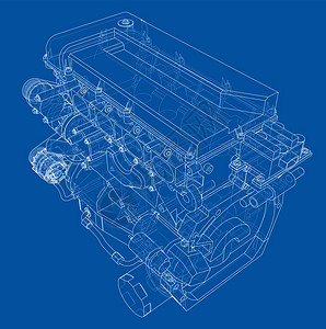 发动机草图  3 的矢量渲染服务打印车辆燃烧维修蓝图工程汽车剪影墨水图片