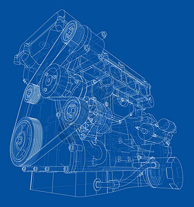 发动机草图  3 的矢量渲染力量插图汽车绘画项目技术墨水车轮机器服务图片