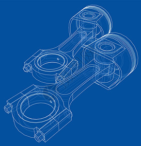 活塞草图  3 的矢量渲染技术绘画力量阀门工程师设计师引擎草稿插图工具图片