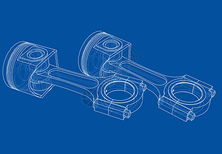 活塞草图  3 的矢量渲染阀门创造力引擎工程等距力量草稿曲轴卡车绘画图片