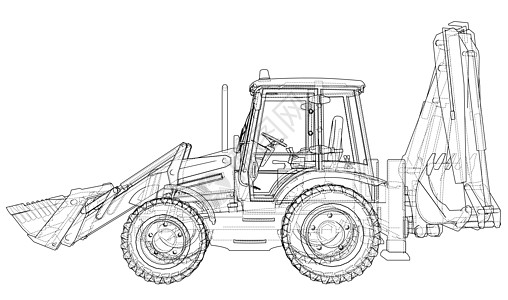 背动式装载铲示意图运输工程师车轮陆地矿业机械草图草稿技术挖掘机图片