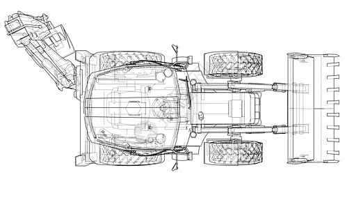背动式装载铲示意图力量机械工程师工程挖掘机拖拉机车轮草图车辆陆地图片