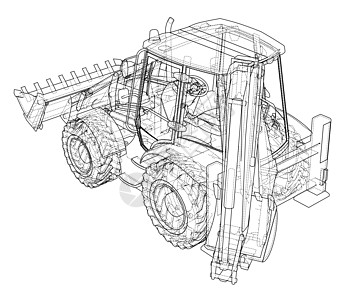 背动式装载铲示意图建造业引擎工程师力量矿业车轮机械拖拉机草稿挖掘机图片