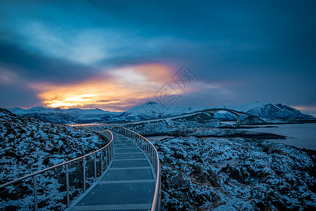 挪威的大西洋公路 冬季地貌景观图片