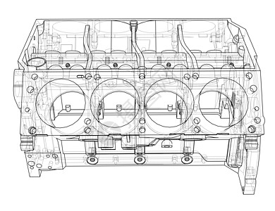发动机缸体草图  3 的矢量渲染汽车维修力量燃烧机器打印工程绘画车辆汽油图片
