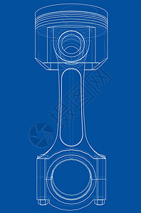 活塞草图  3 的矢量渲染创造力技术设计师工程力量工具曲轴草稿工程师插图图片