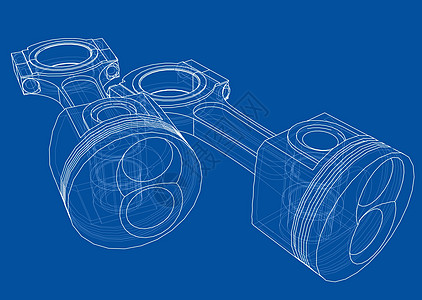 活塞草图  3 的矢量渲染设计师工具发动机工程师金属卡车等距运动阀门技术图片
