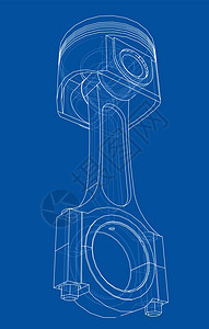 活塞草图  3 的矢量渲染金属力量工具汽车工程师草稿工程绘画运动阀门图片