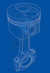 活塞草图  3 的矢量渲染引擎发动机草稿阀门插图工具运动等距创造力设计师图片