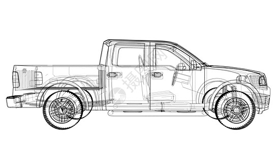 矢量汽车剪影 渲染图 3技术发动机墨水越野草图驾驶项目运输工程车辆图片