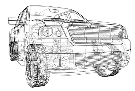 矢量汽车剪影 渲染图 3车辆越野绘画项目驾驶墨水蓝图商业运输草图图片