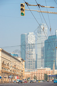 城市街道和莫斯科市风景的视野图片