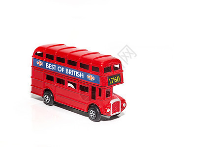 红色双层公交车微型玩具白色旅行旅游民众乘客英语城市大师车辆甲板图片