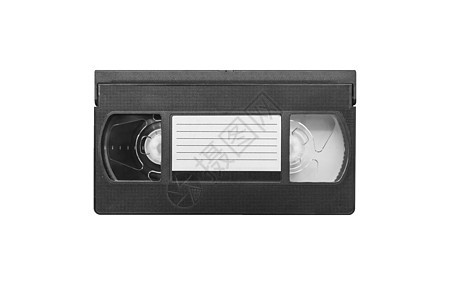 一张旧视频磁带的大图画相机黑色电视记录录像带电影空白录像机塑料白色图片