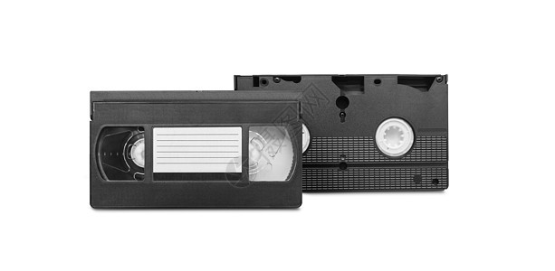 一张旧视频磁带的大图画记录白色录像机录音机电影录像带空白技术黑色电视图片