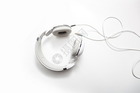 白耳机和 Aux公约 电缆3 5毫米立体声扬声器配饰手机工作室体积音乐娱乐灰色电子产品图片