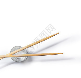 在白色背景上隔离的木制筷子用具传统食物厨房木头文化寿司宏观棕色工具图片
