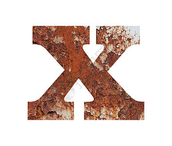 旧的老生锈金属字母表 文字x图片