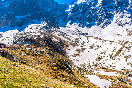 法国阿尔卑斯 上萨瓦伊 勃朗山全景季节冒险远足登山者旅行吸引力旅游岩石场景图片