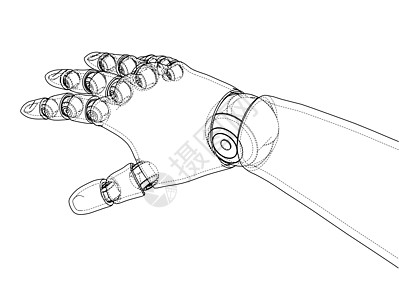 机器人手轮廓  3 的矢量渲染机械工具工程机器技术人工智能绘画电脑电子人科学图片