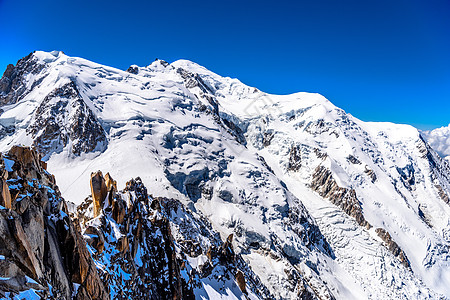 法国阿尔卑斯 上萨瓦伊 勃朗山高度迷笛车站场景滑雪季节旅游全景旅行岩石图片