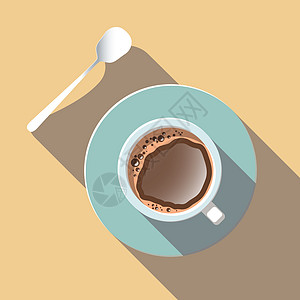 矢量平面设计中咖啡杯的顶部视图图片