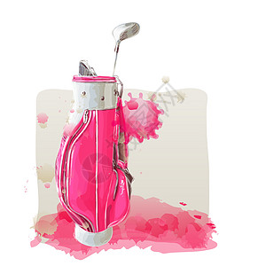 粉红高尔夫回到水彩画上 在矢量艺术图片