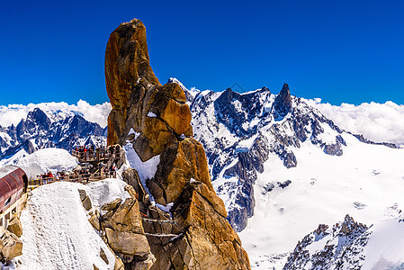 法国阿尔卑斯 上萨瓦伊 勃朗山旅行岩石地块滑雪远足蓝色季节天空登山蓝天图片
