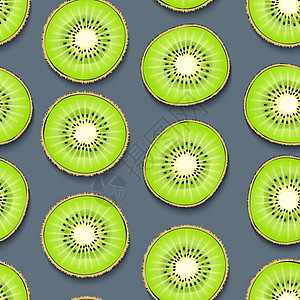猕猴桃片无缝背景插图饮食绿色水果种子白色圆形热带甜点食物图片