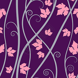 紫花纹元素在矢量艺术中无缝背景图片