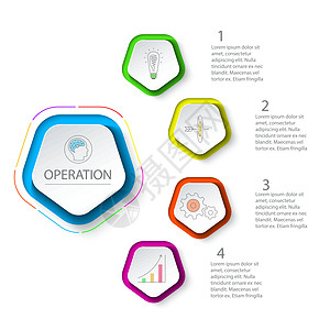 五边形标签信息图 5 个步骤插图项目圆圈流程横幅商业小册子图表工作进步图片