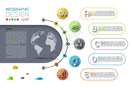 抽象业务信息图表步骤选项模板插图创造力小册子圆圈数字战略商业推介会数据横幅图片