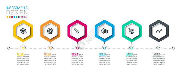 业务六边形标签形状信息图表组栏流动横幅推介会成功流程技术战略网络互联网插图图片