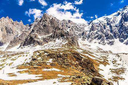 法国阿尔卑斯 上萨瓦伊 勃朗山天空场景山顶季节冒险地块登山滑雪蓝色岩石图片