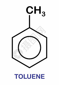 分子化合物甲苯分子它制作图案化学品甲基代理人芳香白色化合物骨骼实验室物质公式插画