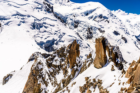法国阿尔卑斯 上萨瓦伊 勃朗山岩石车站滑雪顶峰地块高度假期首脑冰川天空图片