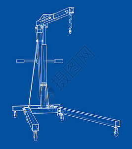发动机起重机轮廓  3 的矢量渲染插图汽车吊具机械大纲电梯风俗引擎维修蓝图图片