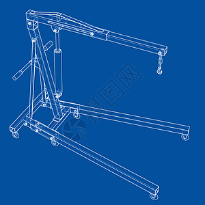 发动机起重机轮廓  3 的矢量渲染工具机器草图升降机运输插图绘画车站吊具检查图片