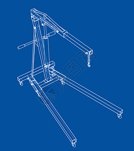 发动机起重机轮廓  3 的矢量渲染草图运输吊具引擎风俗服务车库蓝图机械插图图片