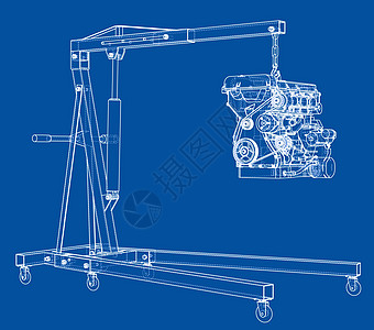 发动机起重机与发动机 outlin插图运输维修机械车站机器检查电梯工程服务图片