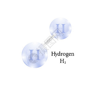 氢分子 白色背景上孤立的周期表中的化学元素图片