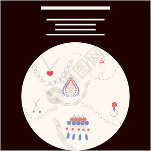 珠宝装饰圆图金属项链首饰工艺宝藏邀请函吊坠手镯耳环魅力背景图片