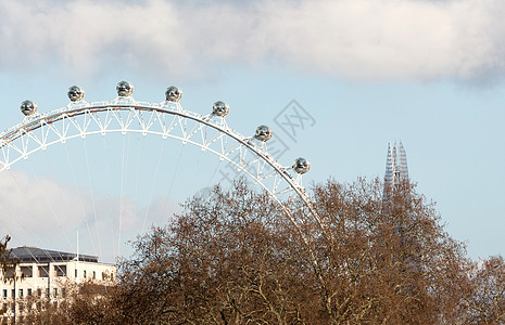 英国伦敦眼联合王国伦敦2019年2月21日 伦敦关注城市天空建筑议会眼睛吸引力摩天轮地标车轮观光背景