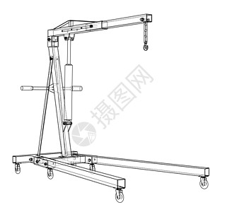 发动机起重机轮廓  3 的矢量渲染维修电梯风俗大纲工具机器汽车蓝图工业检查图片