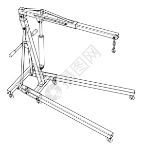 发动机起重机轮廓  3 的矢量渲染工程机械车库检查汽车风俗插图运输车站大纲图片